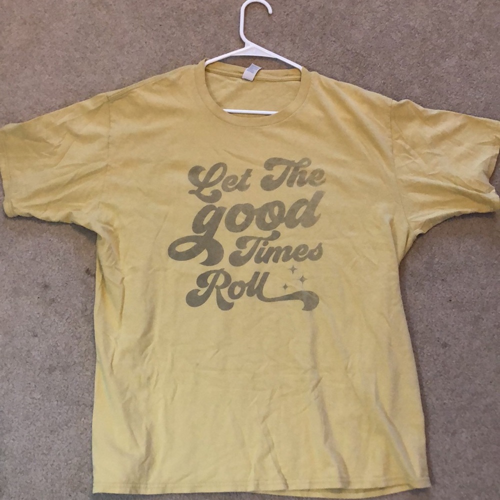 Light Mustard Yellow “Let the Good Times Roll” t-shirt! XL